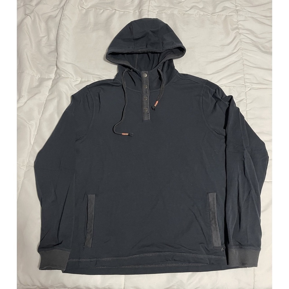 Carbon 2 Cobalt Men's Dark Gray 1/4 Snap Henley medium weight Hoodie M